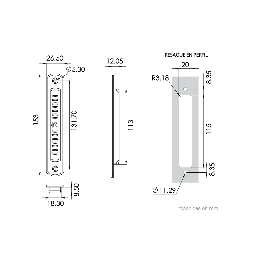 Jaladera para puerta de mosquitero corrediza medidas