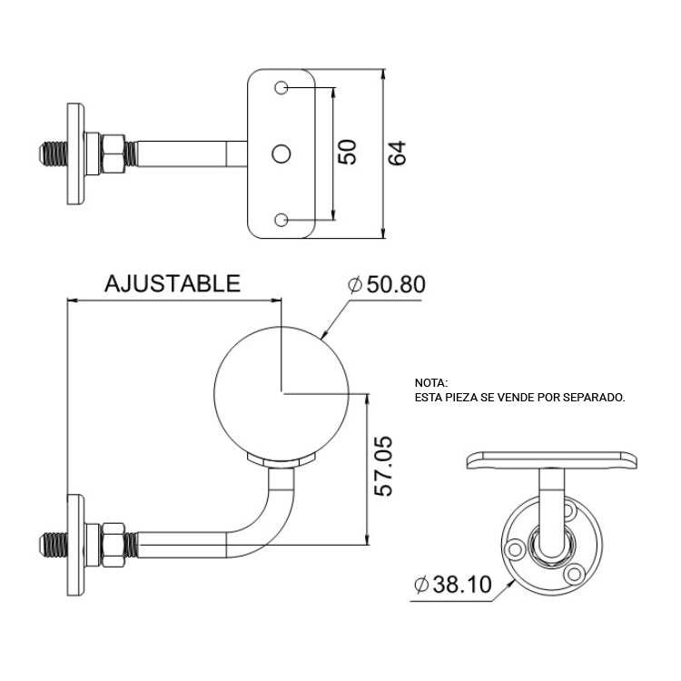 Soporte de muro a tubo 2298