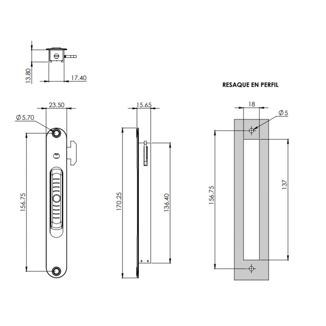 Jaladera de embutir Mod.1280-20