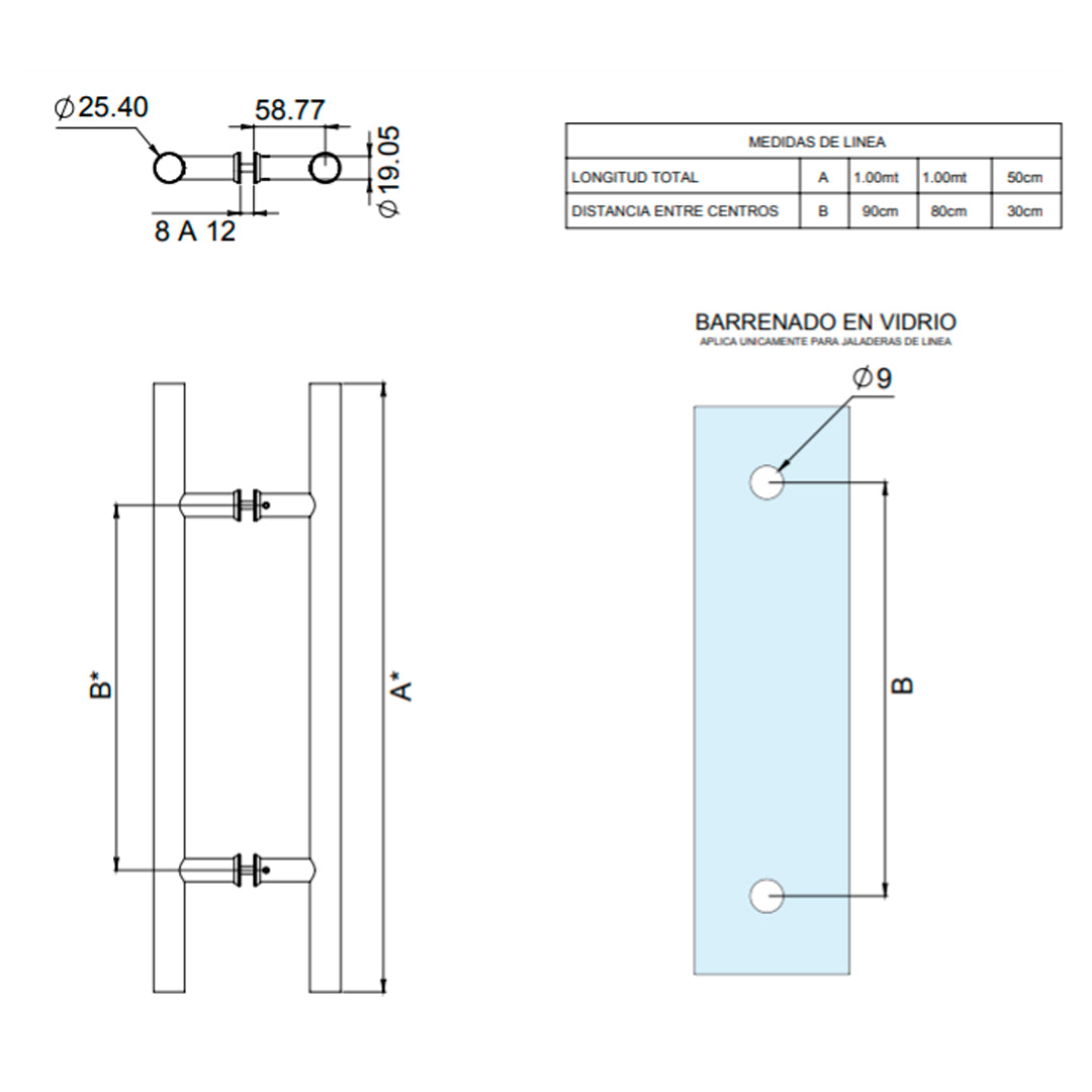 Jaladera cuyutlán tubular