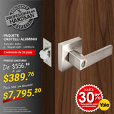 Paquete de Cerraduras Manija Castelli Aluminio. 20 piezas