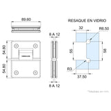 Bisagra vidrio a vidrio para cancel de baño