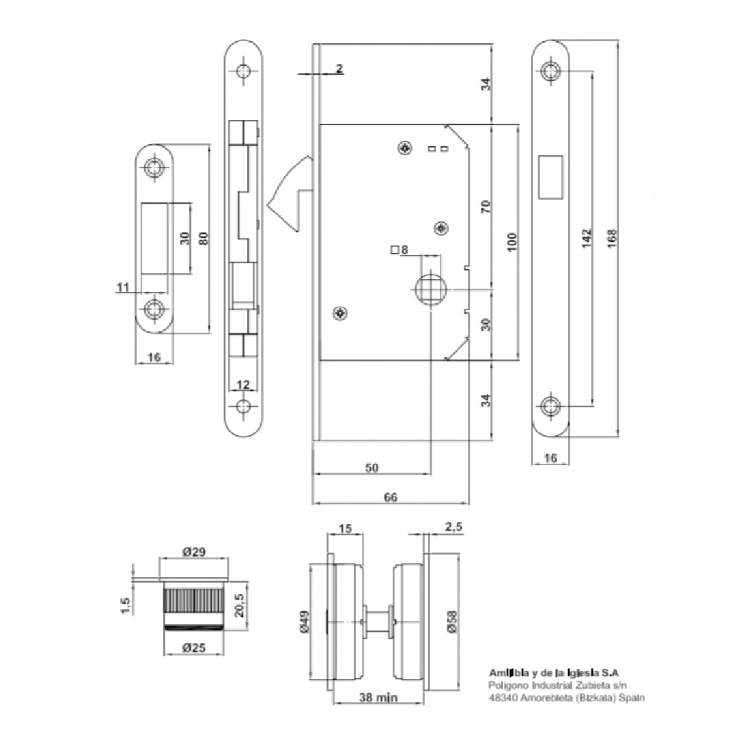 Kit de CERRADURA de embutir modelo 611