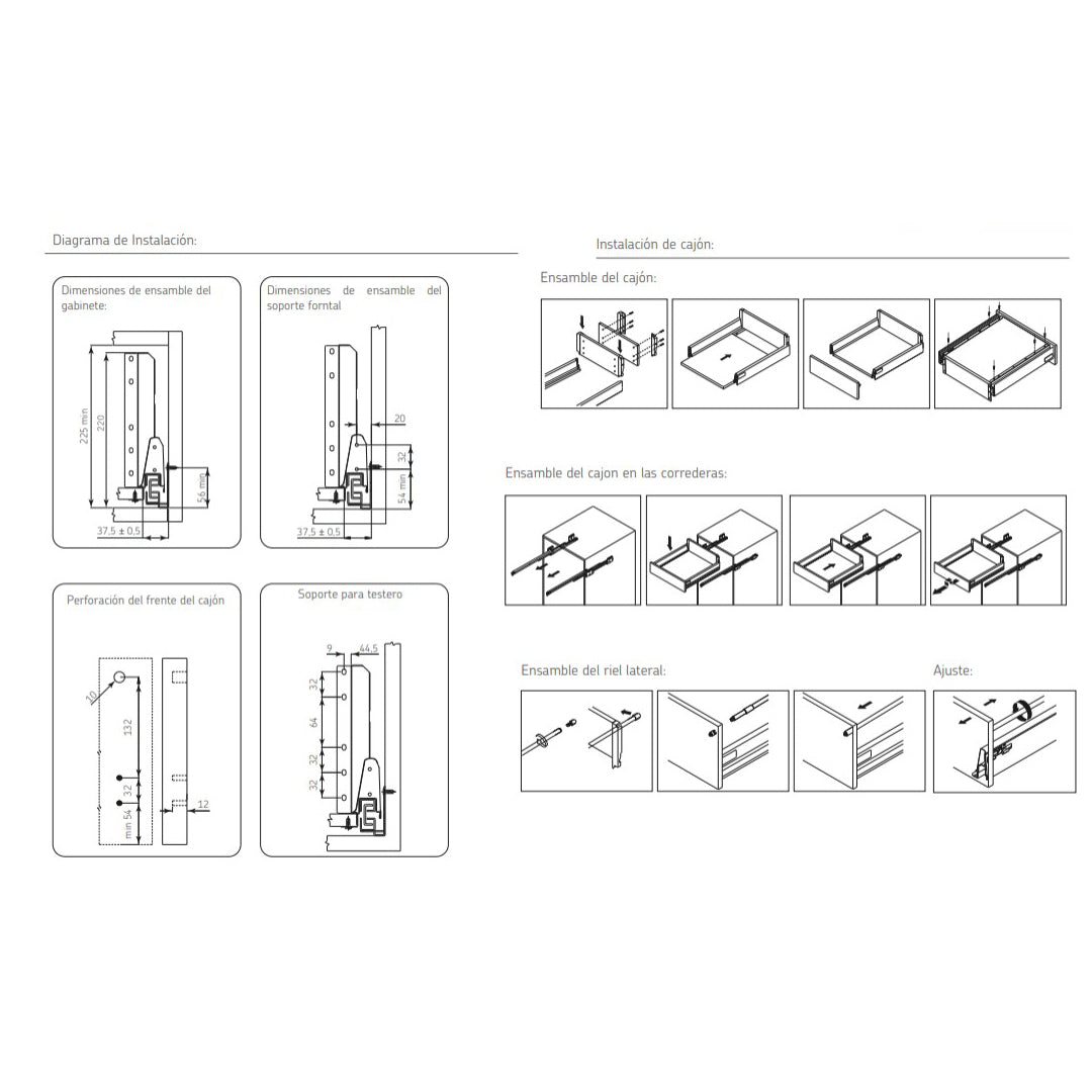 Juego de correderas Stetik con barandal de 500 mm