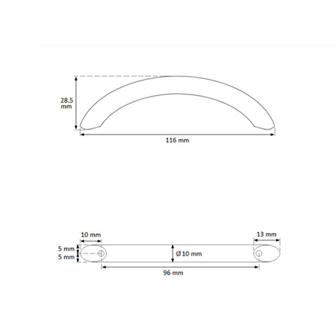 Jaladera de aluminio media luna