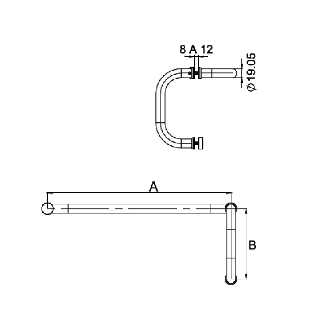 JALADERA tubular para baño modelo 2264